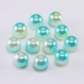 Blue and cream gradient round ABS faux pearls with holes for DIY jewelry making - Green