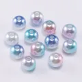 Pastel gradient ABS faux pearls with holes for DIY jewelry making in blue and pink - Light Blue