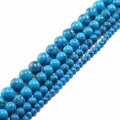 Blue turquoise stone round beads in multiple sizes for DIY jewelry making accessories - Blue