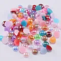 Perles demi-rondes multicolores avec finition AB pour décoration nail art DIY - Rose vif