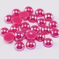 Demi-perles plates rose vif avec revêtement irisé pour décoration d'ongles et loisirs créatifs - Rose rouge