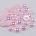 Demi-perles roses AB aurora de 8-10mm à dos plat pour nail art et bricolage DIY - Rose Clair