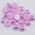 Demi-perles roses à effet AB à dos plat pour nail art et projets créatifs DIY - Mauve Clair