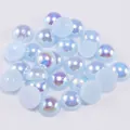 Demi-perles plates bleu clair irisées AB pour la décoration d'ongles et le bricolage DIY - Bleu ciel