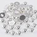 Demi-perles argentées brillantes à dos plat pour bricolage et décoration d'ongles - Argent