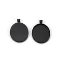 Base per pendente ovale in lega nero opaco per pietre 30x40mm con ganci chiusi - 30*40mm (5 Pezzi/Confezione) / Nero