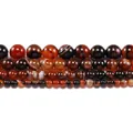 Cuentas de ágata roja rayada en cuatro tamaños para la creación de joyas - 4mm [92 Cuentas Por Hilo] / Burdeos