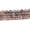 Cuentas redondas de ágata listada natural pulida en varios tamaños con tonos grises y rosas - 4mm [92 Cuentas Por Hilo] / Gris