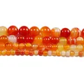 Strands of natural banded carnelian agate beads in multiple sizes for DIY jewelry - Orange