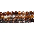 Natural striped agate loose beads for DIY jewelry in multiple sizes and earth tones - Coffee