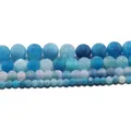 Blue weathered agate beads with white crackle texture in four sizes for DIY jewelry making - 4mm [92 Beads Per Strand] / Blue