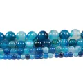 Polished blue striped agate beads in four different sizes for jewelry making - Blue