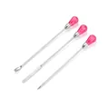 Set di 3 strumenti in acciaio inox con manici in cristallo rosa per resina e artigianato - Kit di strumenti / Rosso rosa