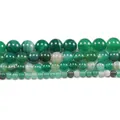 Green striped agate round beads in multiple sizes for DIY jewelry making and crafting - Green