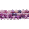 Purple Dragon Vein Agate round loose beads in four sizes for DIY jewelry making - Purple