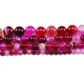 Polished natural red striped agate beads in various sizes for jewelry making and crafts - Rose Red