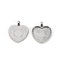 Base per pendente a cuore in argento antico per gioielli con trama sul retro - 25mm (10 pezzi/confezione) / Argento Antico