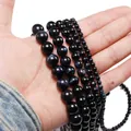 Perle naturali in occhio di tigre blu da 4mm a 12mm per gioielli con effetto occhio di gatto - 4mm (92 Perle/Filo/13g) / Occhio di Tigre Blu Nero