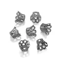 DIY jewelry beads in gunmetal finish with vintage floral hollow crown design - 5x6 / Gunmetal