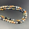 Natural fire agate round beads with colorful Picasso style stone textures and polished finish - 6mm / Yellow