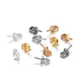 Detailed macro view of 3-8mm peg bails for pearl pendants in four metallic finishes - 3mm (100 Pieces/Pack) / Multicolor