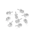 Detail view of silver cup and peg bails for DIY pearl jewelry accessories - Silver