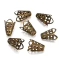 Dettaglio di copriperle a fiore traforato in bronzo vintage per creazione di gioielli - 50 Pezzi/Confezione (10x16mm) / Bronzo Antico