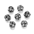 Set van 7 zilver-zwarte strassteentjes discobal kralen voor DIY sieraden maken in vintage stijl - 6mm (30 Stuks/Verpakking) / Gunmetal