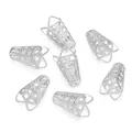 Détail des calottes de perles argentées ajourées avec motifs floraux pour bijoux DIY - 50 Pièces/Paquet (10x16mm) / Argent