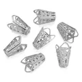Vue détaillée de calottes évidées argentées pour accessoires de bijoux faits main - 50 Pièces/Paquet (10x16mm) / K Blanc/Argent