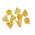 Détails de calottes de perles fleurs en filigrane doré 20mm pour bijoux DIY et épingles à cheveux - 20x17mm (1000 Pièces/Paquet) / Or