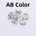 Macro detail of silver spacer beads with iridescent AB color rhinestones for DIY jewelry - 10mm (1000 Pieces/Pack) / AB Rhinestones
