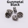 Macro detail of gunmetal black spacer beads with sparkling inlaid crystal rhinestones - 10mm (1000 Pieces/Pack) / Gun Black