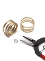 Three-line hollow gold rings and small jump ring shown with professional pliers tool - Multi-Layer Hollow Open Ring / 2 Pcs/Set