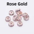 Macro shot of rose gold rondelle spacer beads with crystals for DIY jewelry making - 8mm (2000 Pieces/Pack) / Rose Gold Base Clear Zirconia