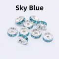 Macro shot of sky blue crystal rhinestone spacer beads for DIY jewelry making - 10mm (1000 Pieces/Pack) / Sky Blue Rhinestone