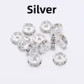Detailed macro view of silver rhinestone spacer beads for DIY jewelry making - 8mm (2000 Pieces/Pack) / Silver
