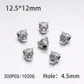 Detail of 12mm leopard head alloy beads with 4.5mm large hole for DIY jewelry making - 300PCS/Pack / Silver Leopard Head