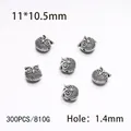 Detailed view of antique silver owl beads with 11x10.5mm size and 1.4mm hole for DIY jewelry - 300PCS/Pack / Silver Owl