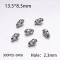 Macro detail of alloy Buddha head beads with dimensions and hole size for DIY jewelry - 300PCS/Pack / Silver Buddha Head
