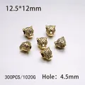 Golden alloy leopard head beads with black spots for DIY jewelry making 12.5x12mm - 300PCS/Pack / Gold Leopard Head