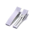Pair of lilac lavender ribbon wrapped duckbill hair clips for DIY hair accessories - 10 Pieces/Pack (48*9.5mm) / White