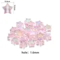 Perles étoiles en acrylique rose AB pour bijoux DIY avec trou de 1,6 mm et dimensions - Pack de 100 / Rose
