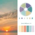 DIY Schmuckset mit 2mm Perlen in sechs Sunset-Farben, 4800 Stück in einer Sortierbox - In Box (ca. 72g) / Abendrot