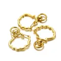 Three gold shell-shaped lobster claw clasps with rotating rings for DIY keychains - Shell / Set of 3 / Gold