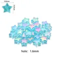 Perles étoiles en acrylique bleu ciel avec revêtement irisé pour bijoux DIY - Pack de 100 / Bleu ciel
