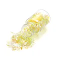 Iridescent yellow candy paper flakes for DIY crafts in a 15ml clear glass bottle - Yellow