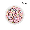 Perles cubes acryliques de 6mm avec motifs de croix colorés pour création de bijoux - Perles de croix carrées (6mm) / Blanc Imprimé Multicolore