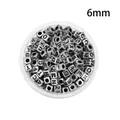 Perles alphabet carrées en acrylique argent antique 6mm pour bijoux DIY et bracelets - Perles de lettres anglaises carrées (6mm) / Fond Argenté Avec Lettrage Noir