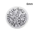 Perles carrées en acrylique blanc de 6mm avec lettres noires pour bijoux DIY - Perles de lettres anglaises carrées (6mm) / Blanc avec Lettres Noires